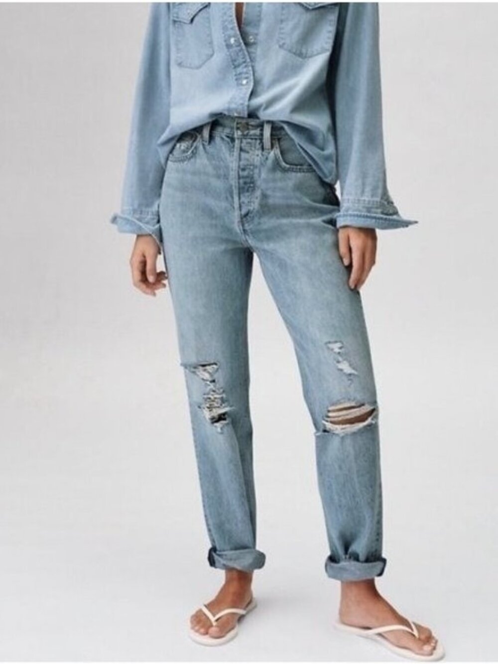 🛍 Aritzia Denim Forum The Boyfriend High Rise Loose Jeans Size 25